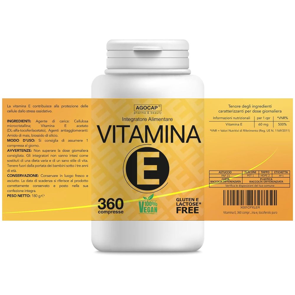 Vitamina E pura alto dosaggio 360 compresse