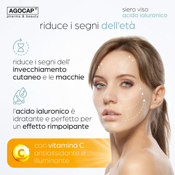 Siero Viso 3.0 Illuminante e Antiage con Acido Ialuronico, Vitamine C e D, Collagene e Retinolo