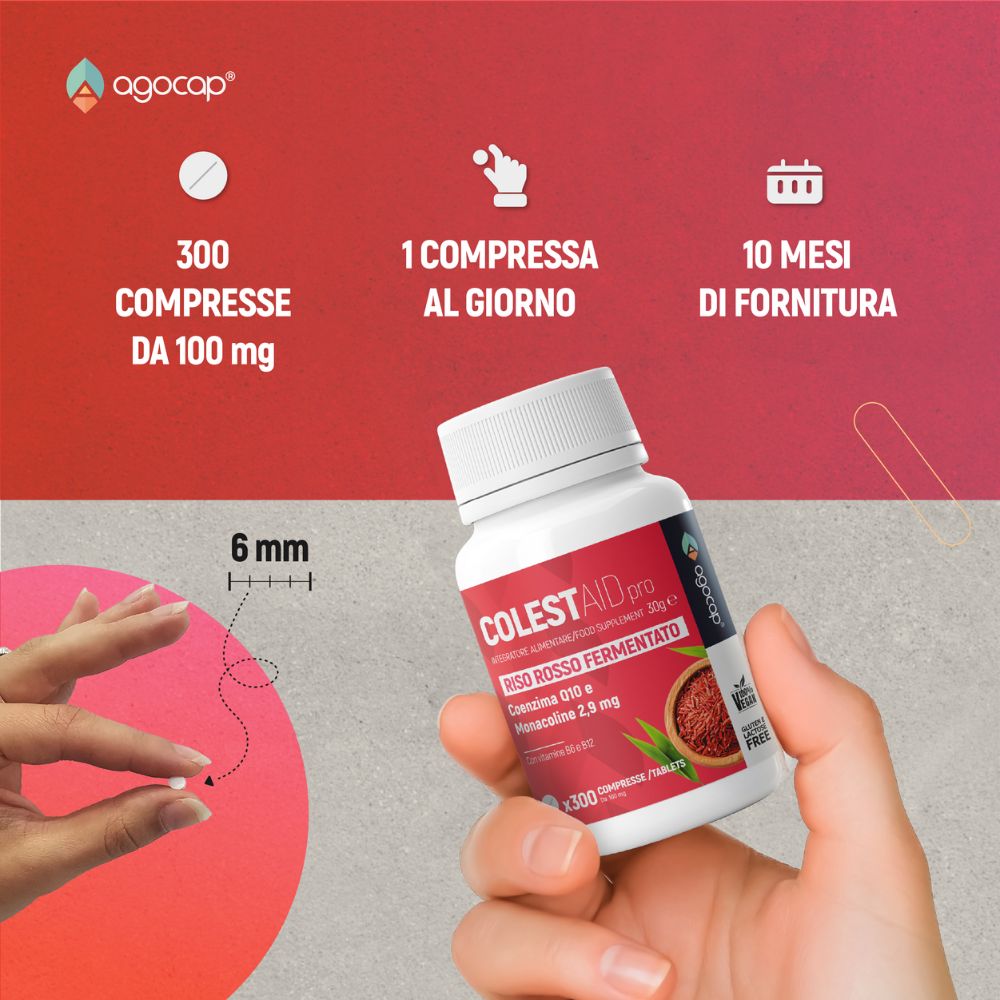 Colestaid PRO, Integratore Alimentare per il Controllo del Colesterolo, con Riso Rosso Fermentato, 300 compresse