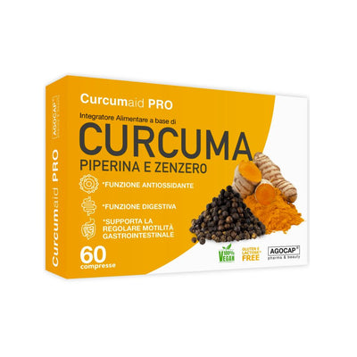 Curcumaid Pro | Integratore per digestione e mobilità gastrointestinale con Curcuma, Piperina e Zenzero